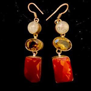 SS carnelian/moonstone/citrine earrings